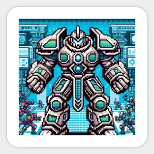 Pixel Warrior Robot Tee Sticker